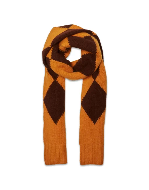 Argyle ScarfYellow / Brown in Wool