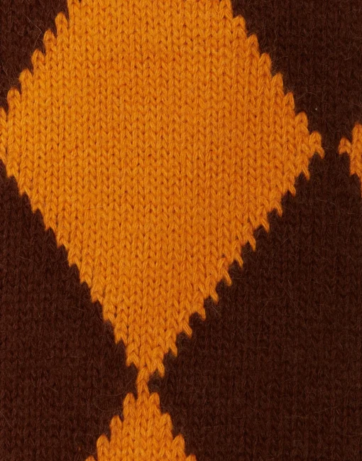 Argyle ScarfYellow / Brown in Wool
