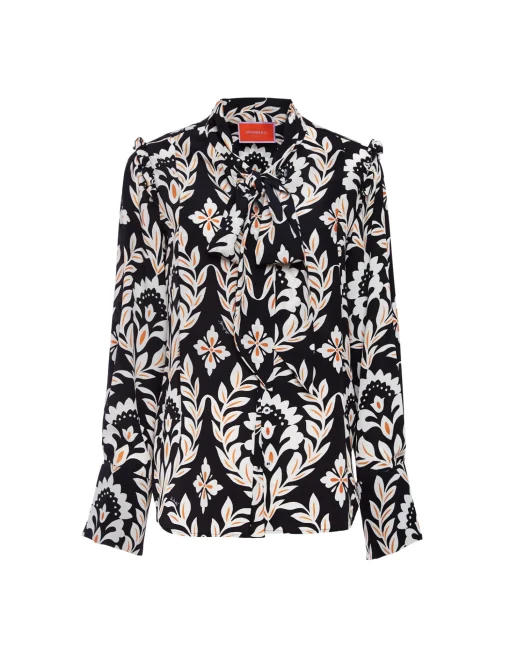 Ascot ShirtGhirlanda Black in Crepe De Chine