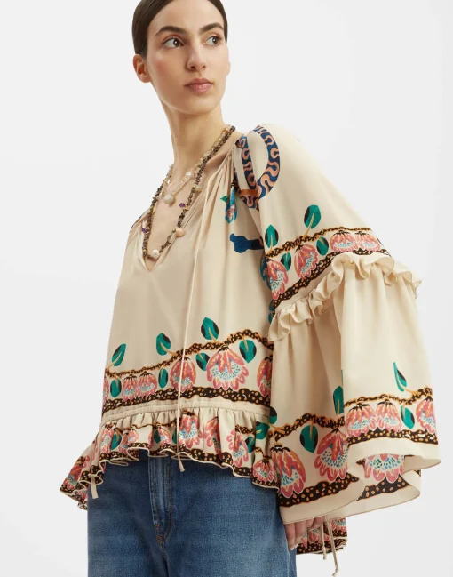 Boho BlouseEve Ecru in Crepe De Chine