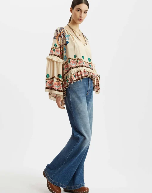 Boho BlouseEve Ecru in Crepe De Chine