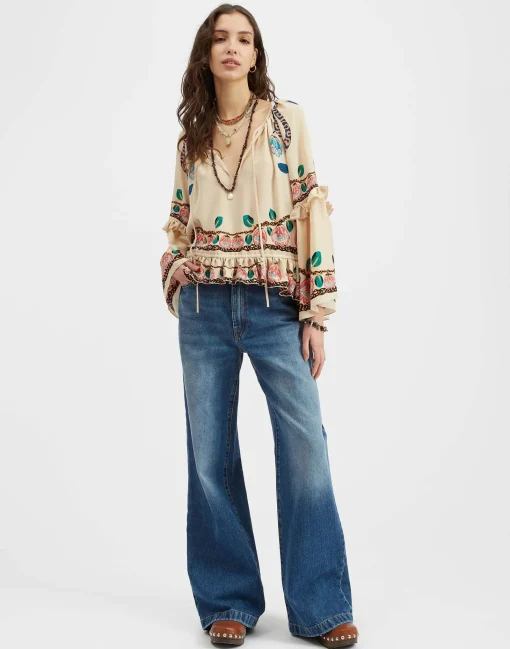 Boho BlouseEve Ecru in Crepe De Chine