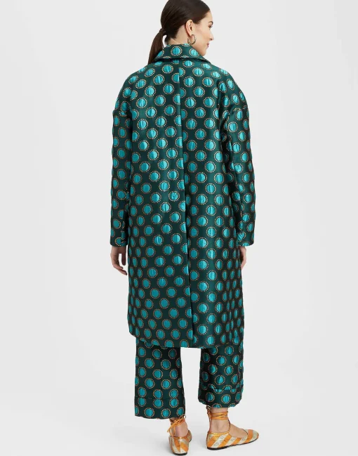 Boxy CoatWinter Sun Emerald in Jacquard