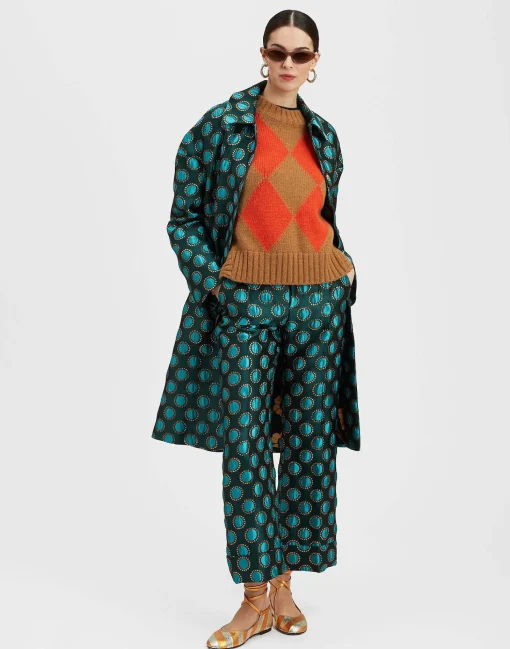 Boxy CoatWinter Sun Emerald in Jacquard