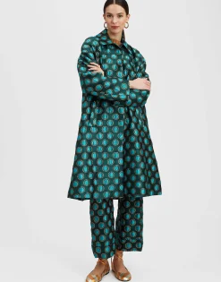 Boxy CoatWinter Sun Emerald in Jacquard