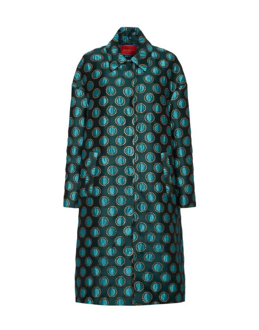 Boxy CoatWinter Sun Emerald in Jacquard