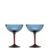 Champagne Coupe Set of 2Blu Fumé in Glass