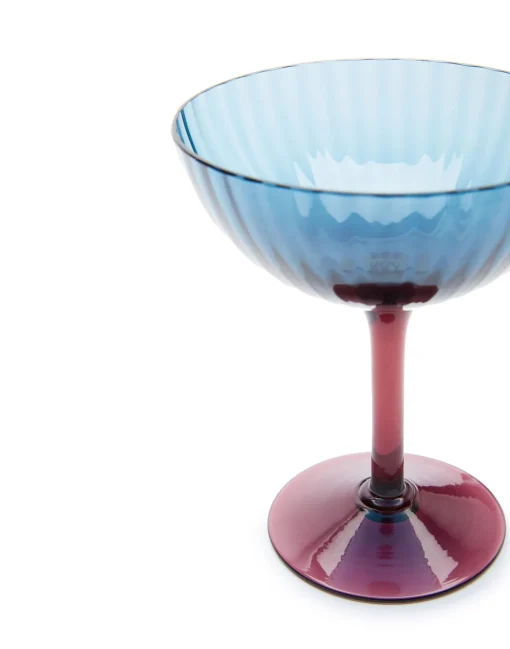 Champagne Coupe Set of 2Blu Fumé in Glass