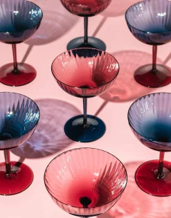 Champagne Coupe Set of 2Blu Fumé in Glass