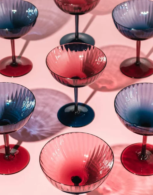 Champagne Coupe Set of 2Blu Fumé in Glass