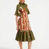Choux Midi DressPrometheus Placée Camouflage in Summer Poplin