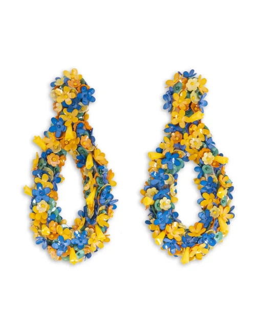 Confetti Hoop EarringsSolid Yellow in Macro Flower