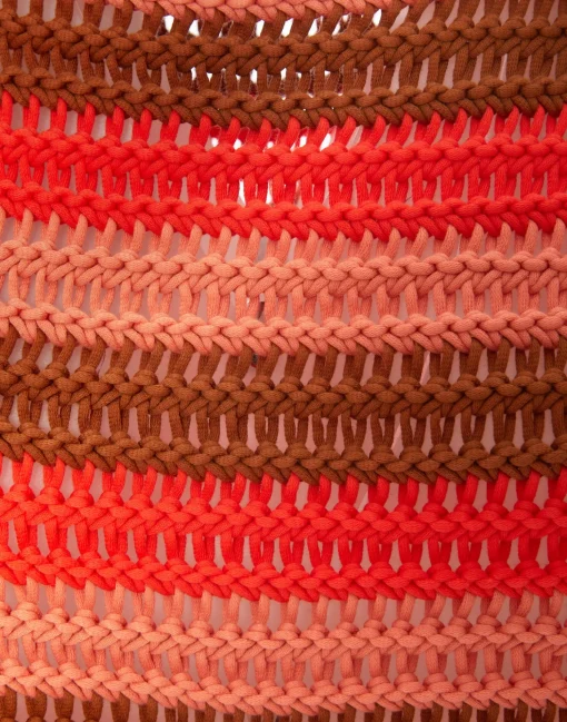 Crop SweaterMulticolor Red in Cable Chain