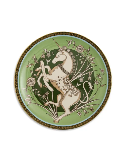 Decorative PlateThe Unicorn Light Green in Porcelain