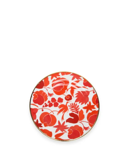 Dessert Plate Set of 2Wildbird Rosso/Bianco in Porcelain