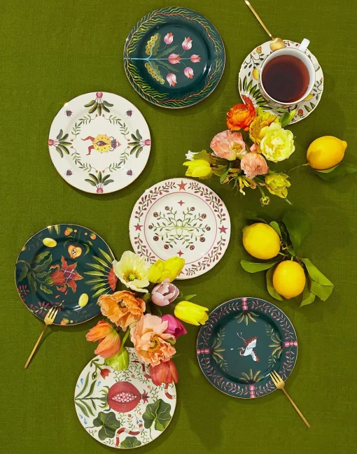 Dessert Plates Set of 2Tulips in Porcelain