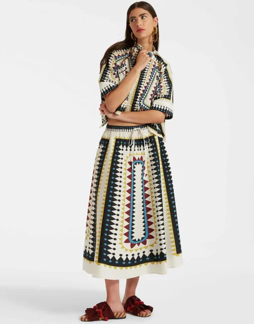 Drawstring SkirtDoric Placée Cream in Cotton Poplin