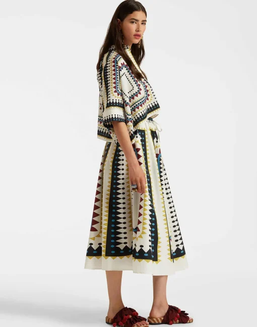 Drawstring SkirtDoric Placée Cream in Cotton Poplin