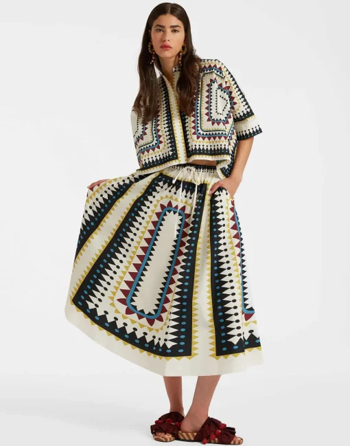 Drawstring SkirtDoric Placée Cream in Cotton Poplin