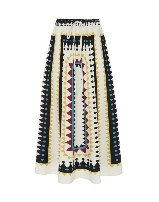 Drawstring SkirtDoric Placée Cream in Cotton Poplin