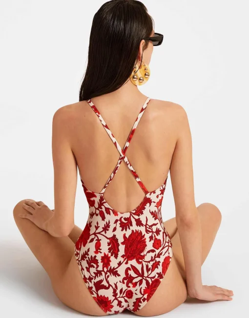 Fonda SwimsuitDragonflower Mini Red in Lycra