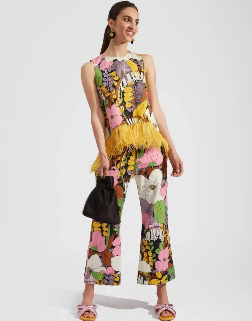 Hendrix PantsBig Flower in Shot Cotton