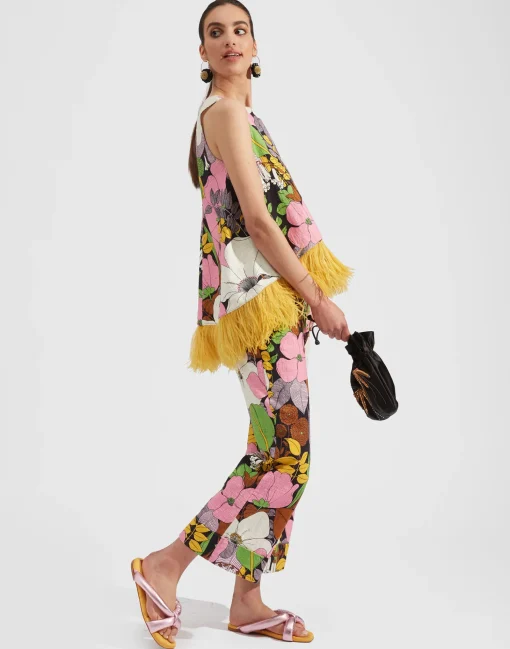 Hendrix PantsBig Flower in Shot Cotton