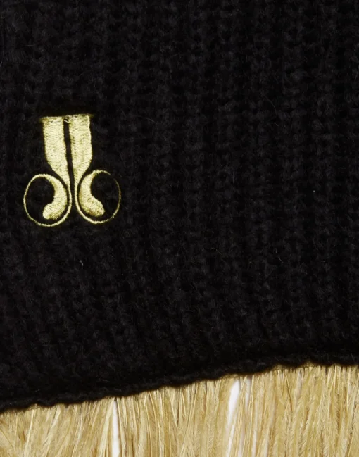 High Kick ScarfAnthracite in Wool With Feathers