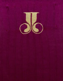 High Kick TopPurple in Ribbed Silk Cashmere With Feathers