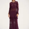 Lacey Long Sleeve Swing DressPlaza Purple in Macramé