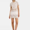 Lacey Mini Swing DressSolid White Smoke in Embroidered Cotton