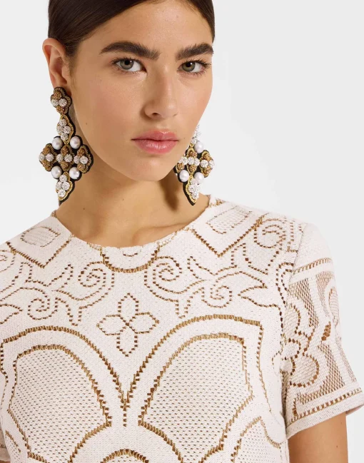 Lacey Mini Swing DressSolid White Smoke in Embroidered Cotton
