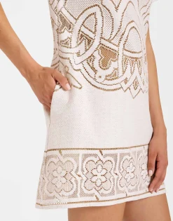 Lacey Mini Swing DressSolid White Smoke in Embroidered Cotton