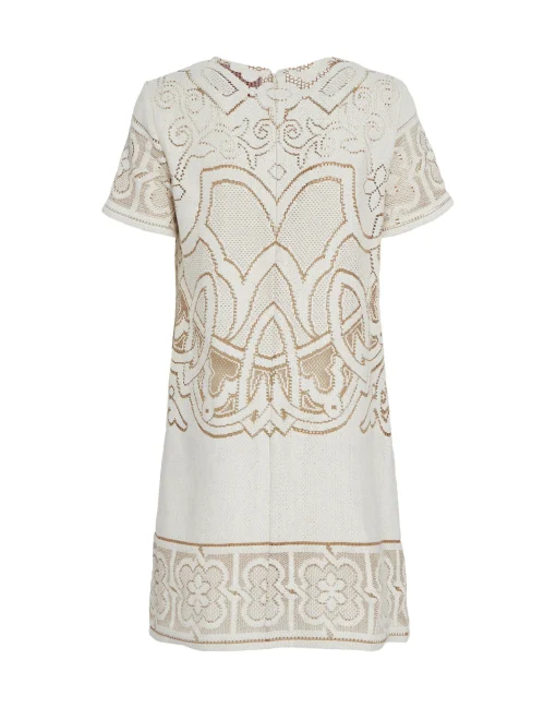 Lacey Mini Swing DressSolid White Smoke in Embroidered Cotton