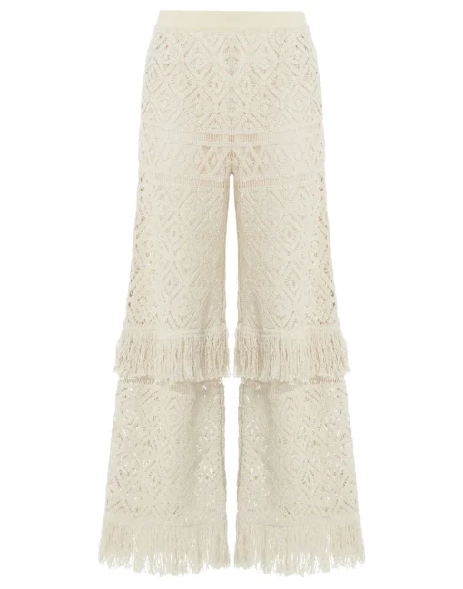 Lacey Palazzo PantsPlaza Cream in Macramé