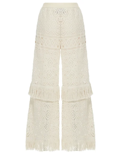 Lacey Palazzo PantsPlaza Cream in Macramé