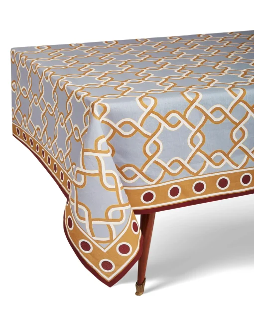 Large TableclothTackle Turquoise in Linen