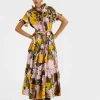 Long And Sassy DressBig Flower Rose in Silk Twill