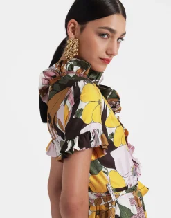 Long And Sassy DressBig Flower Rose in Silk Twill