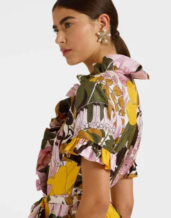 Long And Sassy DressBig Flower Rose in Silk Twill