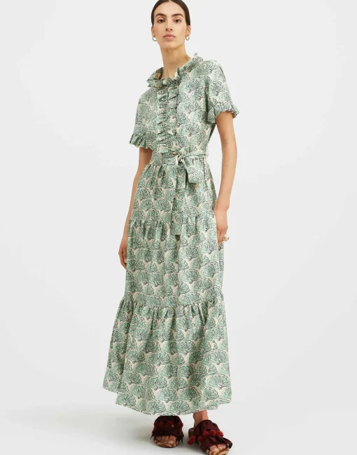 Long And Sassy DressFans Mint in Silk Twill