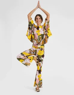 Meditation PonchoBig Flower Rose in Cotton