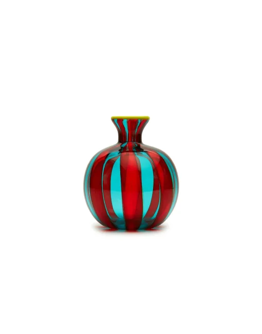 Mini Ciccio VaseRed/Turquoise in Glass