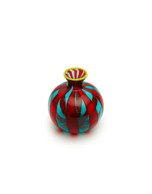 Mini Ciccio VaseRed/Turquoise in Glass