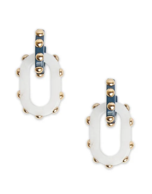 Nefertiti Double EarringsSolid Teal in Acrylic Resin