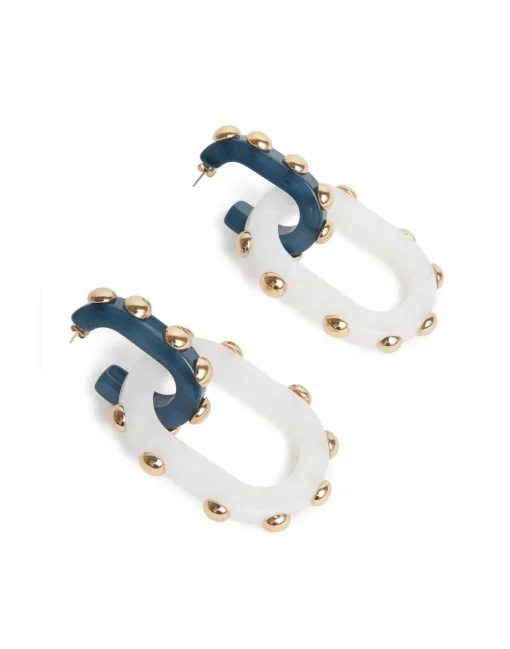 Nefertiti Double EarringsSolid Teal in Acrylic Resin
