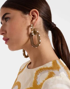 Nefertiti Double EarringsSolid Tortoiseshell in Acrylic Resin