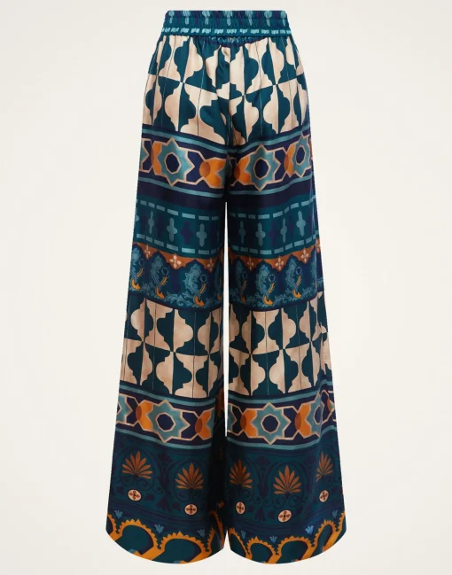 Palazzo PantsCasareale Placèe Emerald in Silk Twill