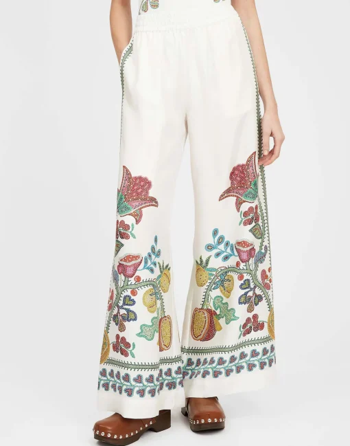 Palazzo PantsGrenadilla Placée Off White in Silk Twill