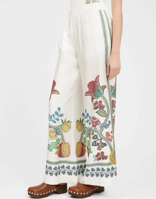 Palazzo PantsGrenadilla Placée Off White in Silk Twill